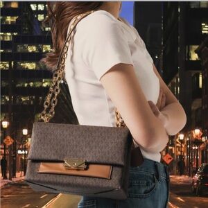 Michael Kors Cece Logo Medium Convertible Shoulder Bag‎ • Brown Acorn